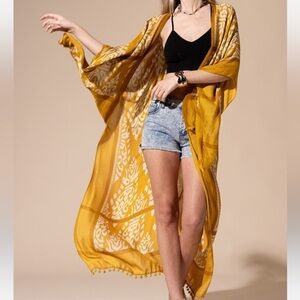 NEW Boho Mustard Floral Paisley Multi Color Kimono